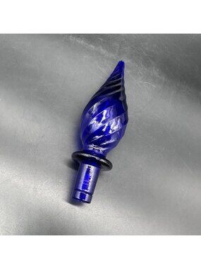 Vintage Italian Empoli Cobalt Blue Glass Genie Bottle Stopper ONLY Swirl Italy